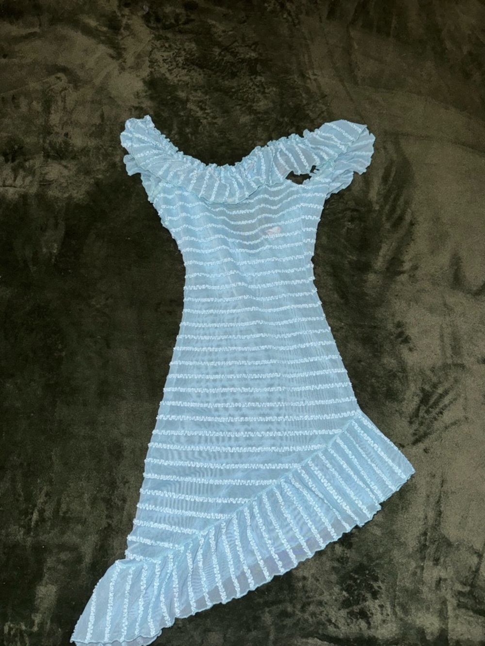 Light Blue Ruffled Backless Women’s Dress